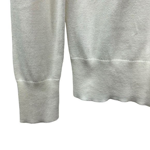 Jones New York Long Sleeve Round Neck HolidayWhite Sweater, Black Rhinestones, S - Picture 3 of 10